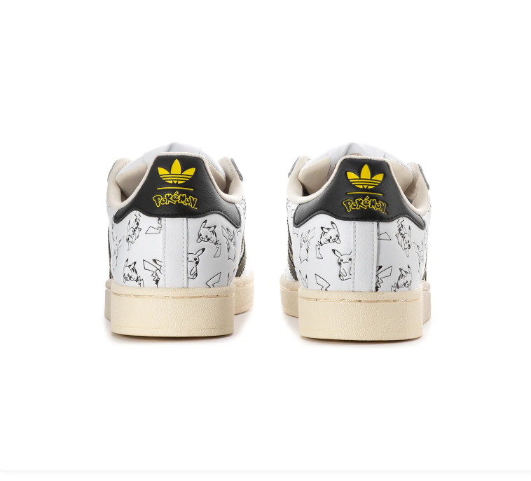 Adidas Shell-Toe Sneakers with Pikachu Graphics - White & Black