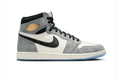 Air Jordan 1 High Sneakers - Textured Gray & Cream with Icy Blue Sole