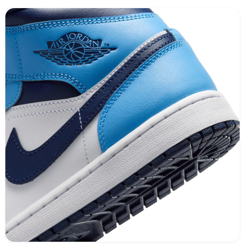 Air Jordan 1 Mid Sneakers - Sky Blue, White & Navy
