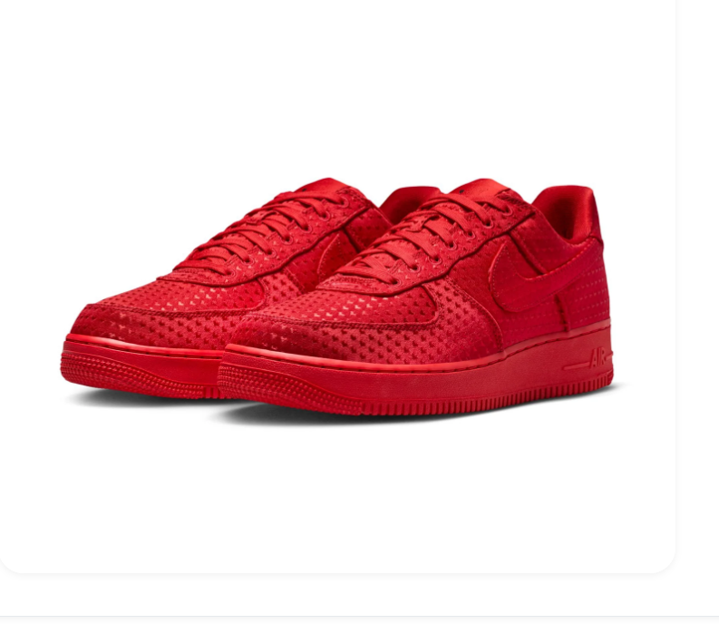 Nike Air Force 1 Low Sneakers – All Red with Textured Details