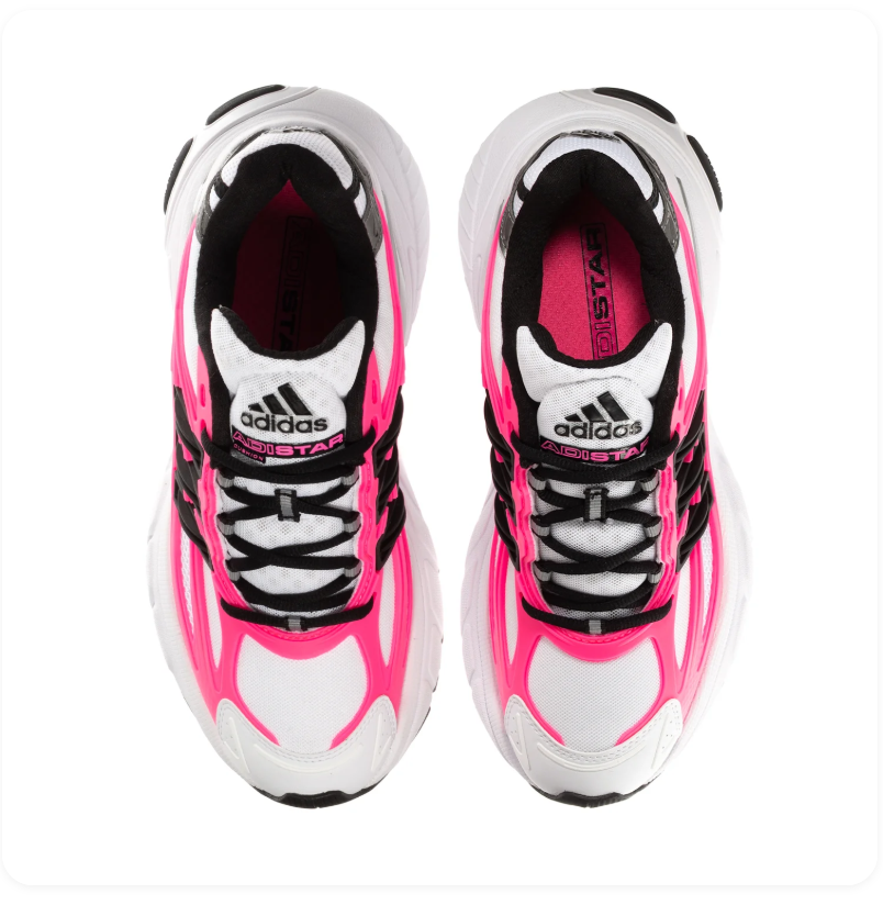 Adidas Adistar Chunky Sneakers - White & Hot Pink with Black Stripes