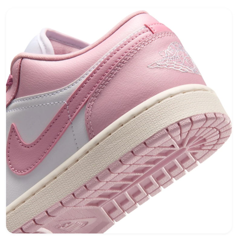 Air Jordan 1 Low Sneakers - Pink & White with Cream Midsole