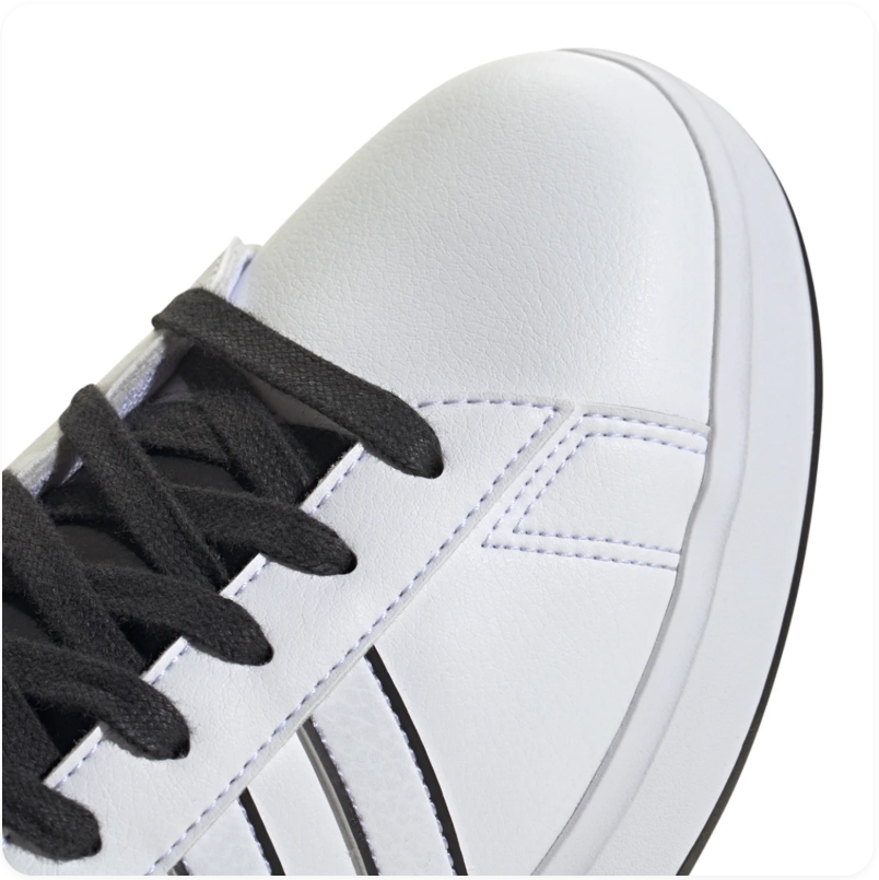 Adidas Low-Top Sneakers - White with Black Trim & Laces