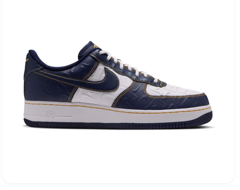 Nike Low-Top Sneakers – Navy & White with Yellow Stitching