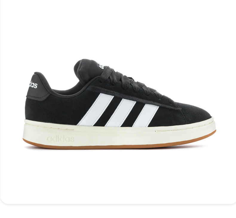 Adidas Low-Top Sneakers – Black & White with Cream Midsole