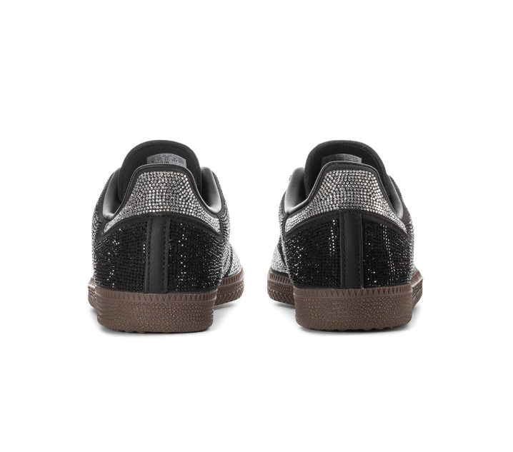 Adidas Rhinestone Low-Top Sneakers - Black & Silver with Gum Sole