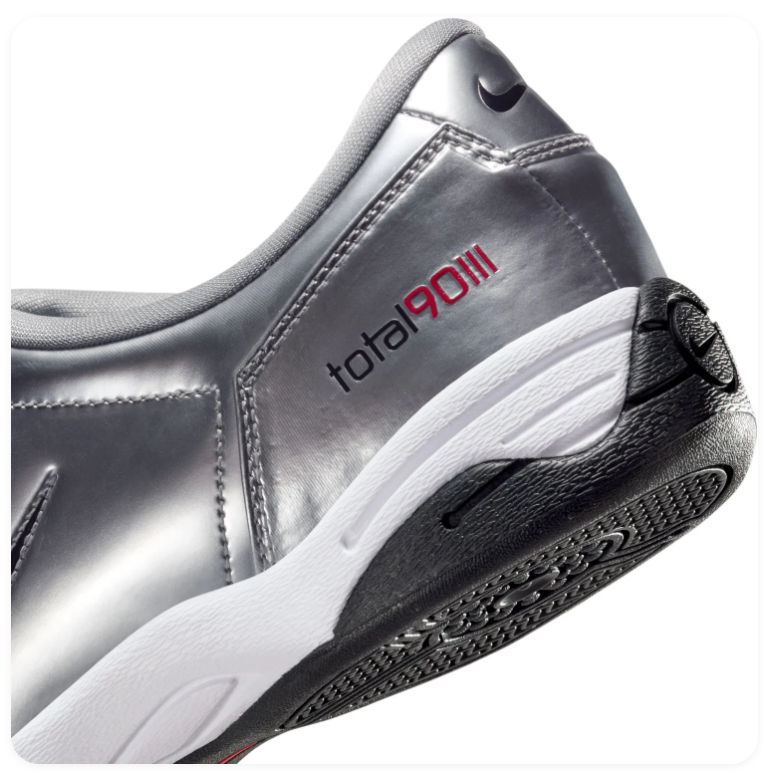 Nike Total 90 Sneakers – Metallic Silver, Black & Red