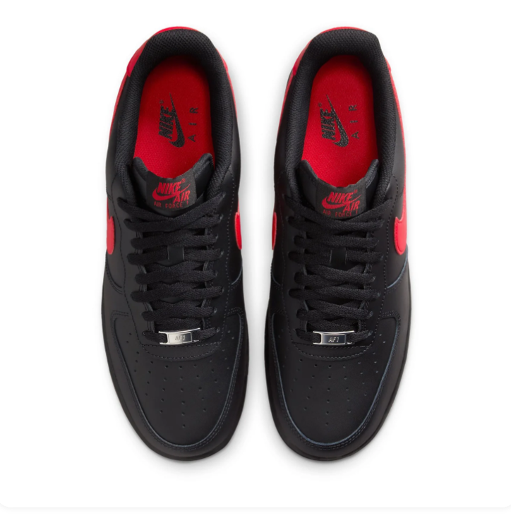 Nike Air Force 1 Low Sneakers – Black & Red with Red Outsole