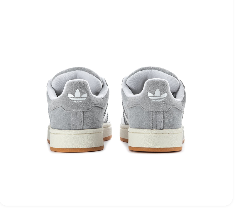 Adidas Low-Top Sneakers – Light Grey & White with Gum-Colored Sole