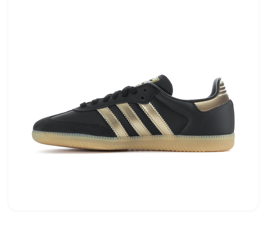 Adidas Samba Sneakers - Black & Metallic Gold with Gum Sole