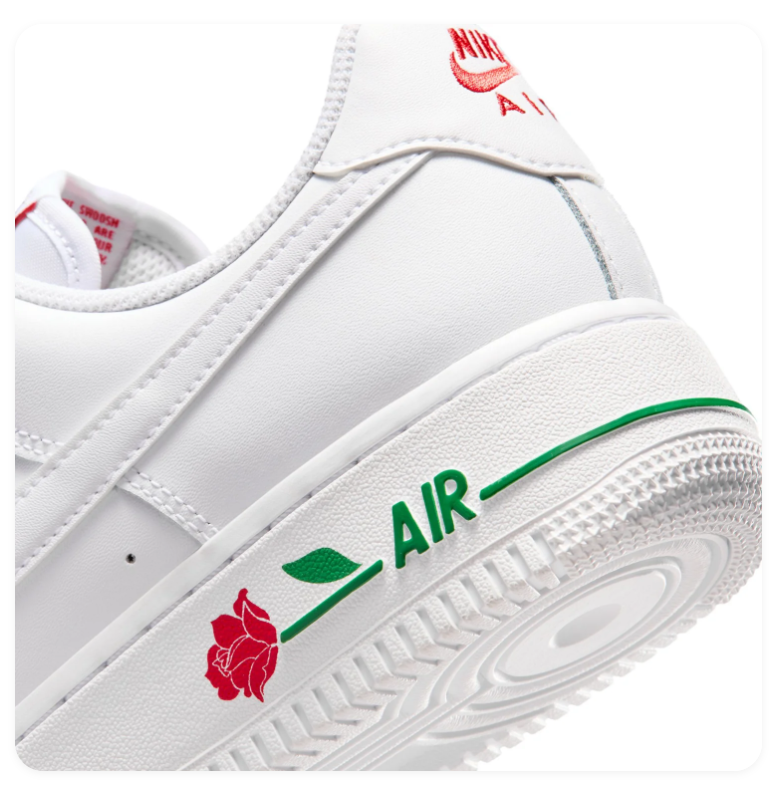 Nike Air Force 1 Low Sneakers – White with Rose Details