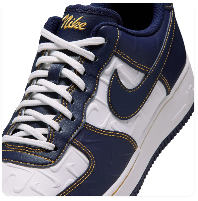 Nike Low-Top Sneakers – Navy & White with Yellow Stitching