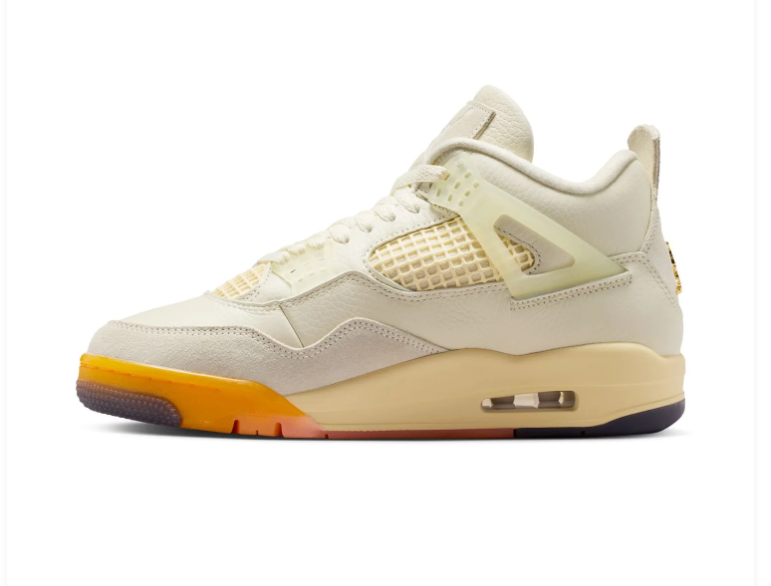 Air Jordan 4 Sneakers - Cream with Orange & Peach Accents