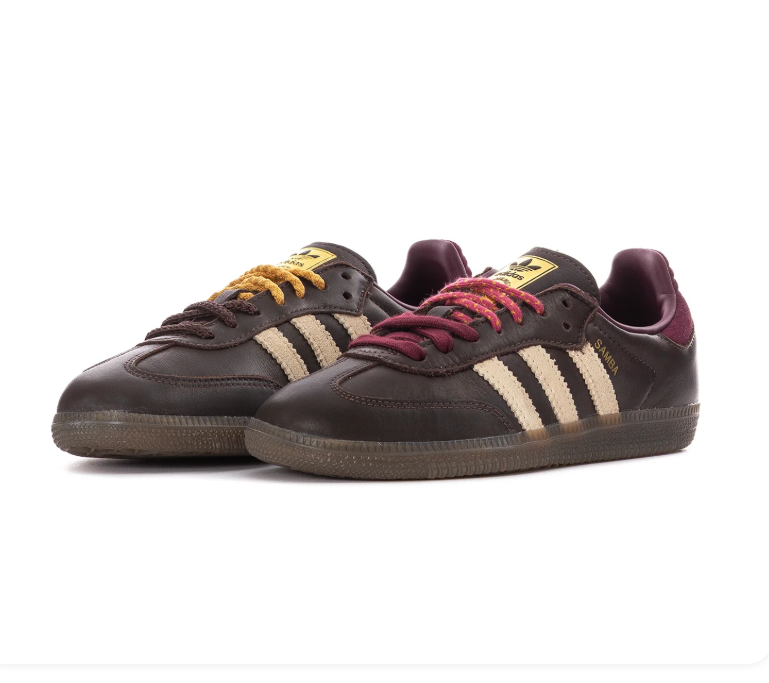 Adidas Samba Sneakers - Dark Brown, Cream & Burgundy