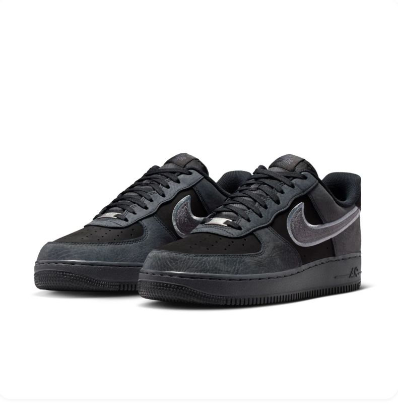 Nike Air Force 1 Low Sneakers – Black & Charcoal with Silver Swoosh