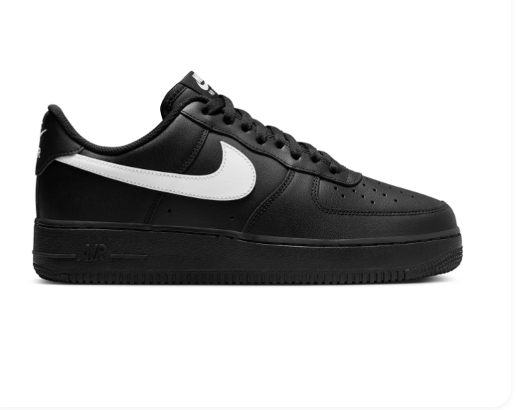 Nike Air Force 1 Low Sneakers – Black with White Swoosh