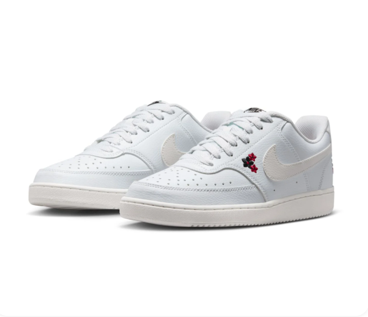 Nike Low-Top Sneakers – White with Red Floral Details