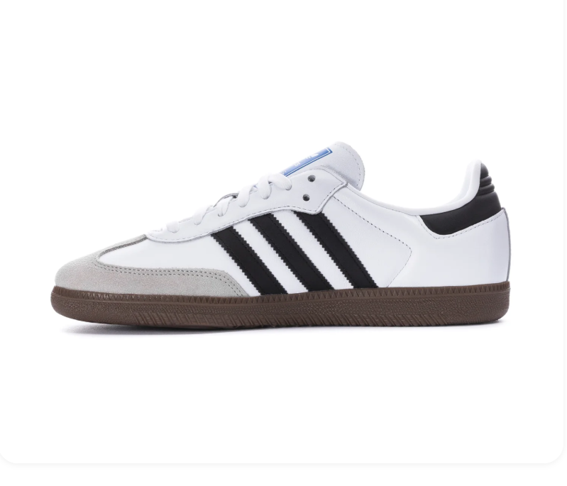 Adidas Samba Sneakers – White & Black with Grey Toe Overlay