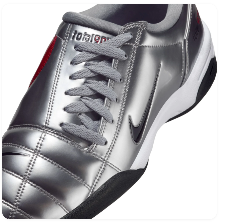 Nike Total 90 Sneakers – Metallic Silver, Black & Red