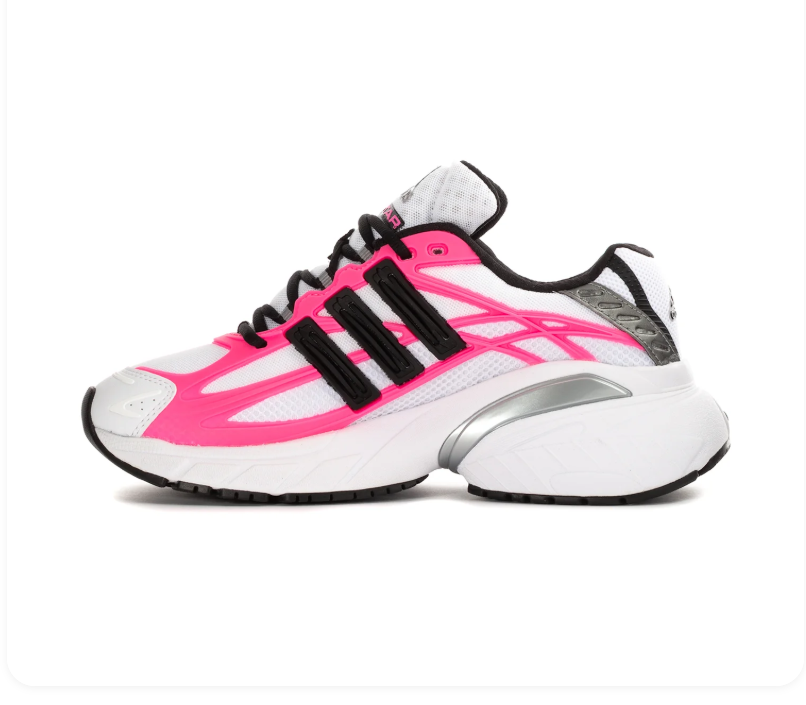 Adidas Adistar Chunky Sneakers - White & Hot Pink with Black Stripes