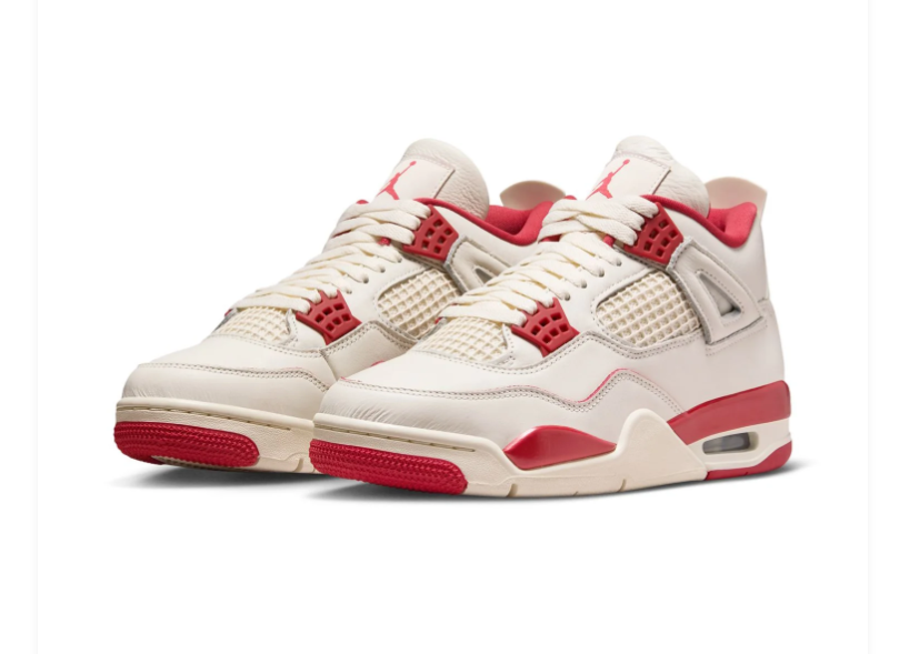 Air Jordan 4 Sneakers - Cream & Red