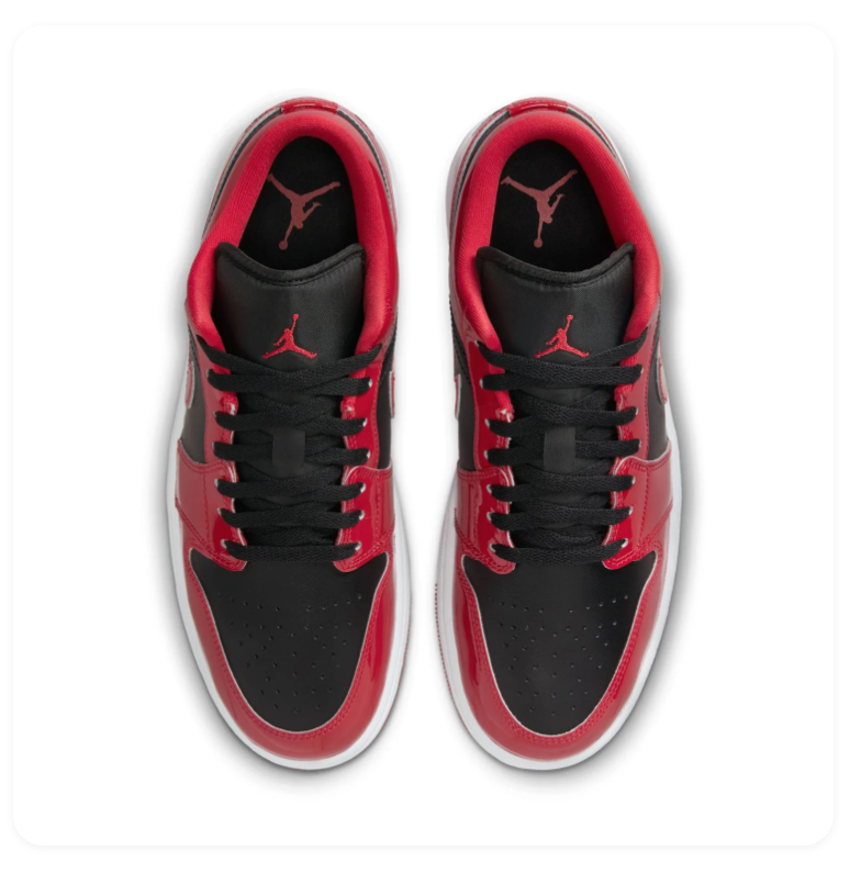 Air Jordan 1 Low Sneakers - Glossy Red & Black