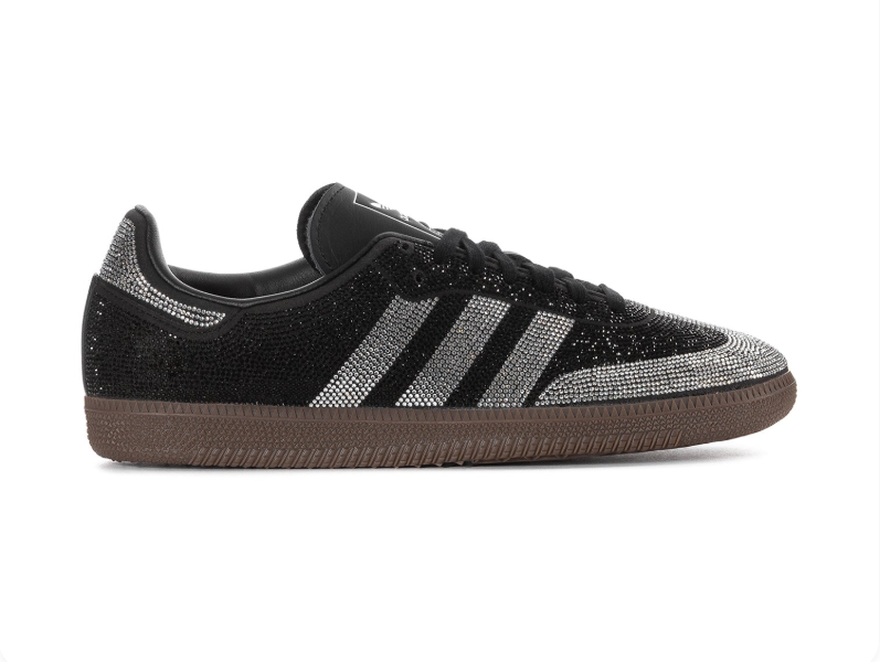 Adidas Rhinestone Low-Top Sneakers - Black & Silver with Gum Sole
