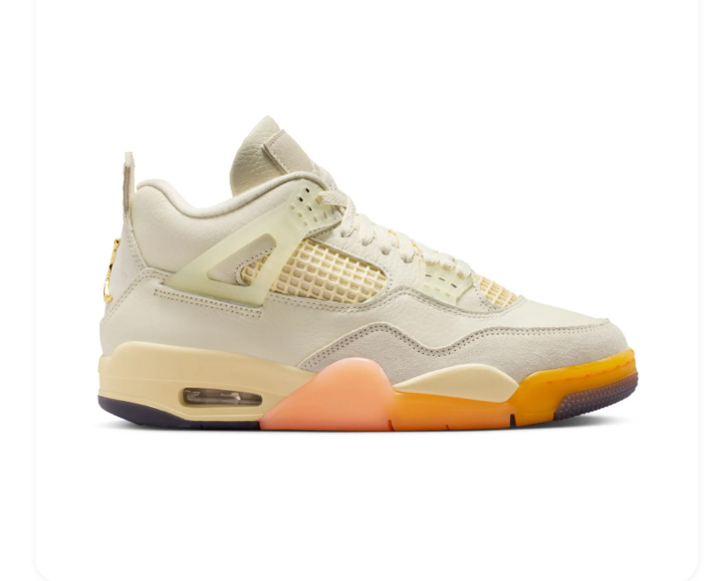 Air Jordan 4 Sneakers - Cream with Orange & Peach Accents