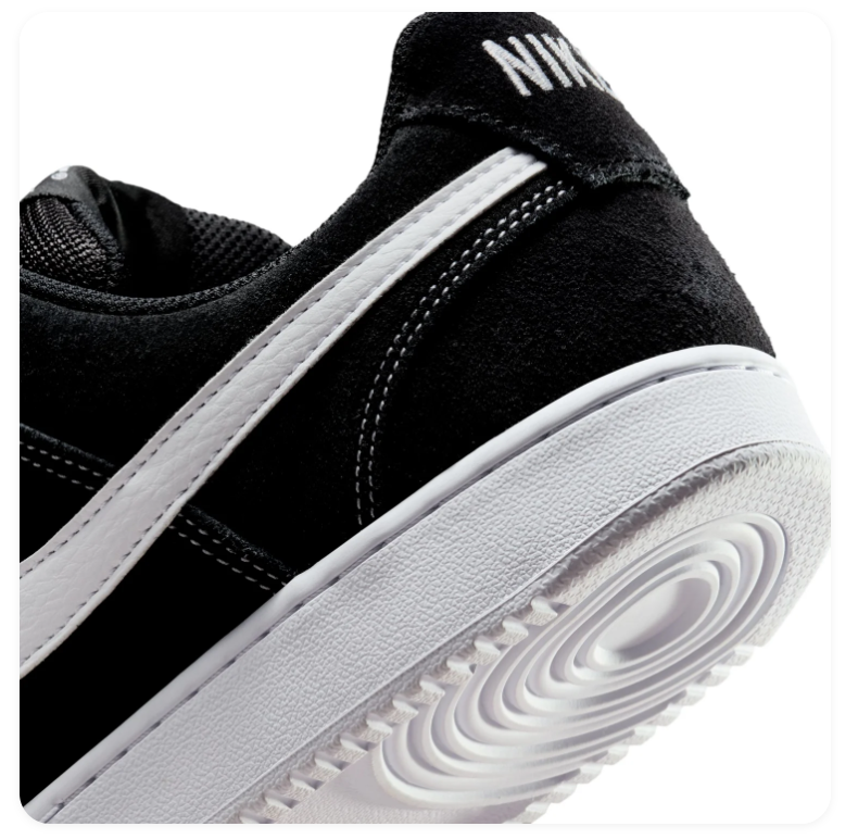 Nike Court Vision Low Sneakers – Black & White with Contrast Stitching