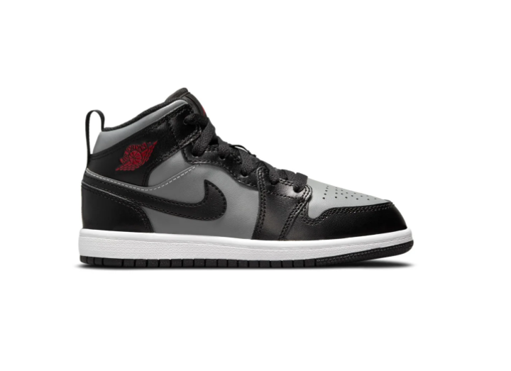 Air Jordan 1 Mid Sneakers - Black & Gray with Red Accents