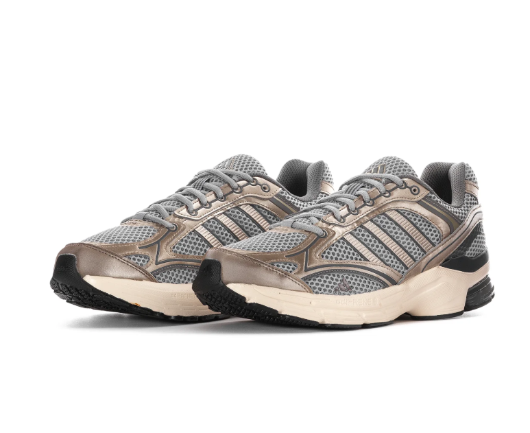 Adidas Retro Mesh Sneakers - Gray & Metallic Taupe with Cream Sole