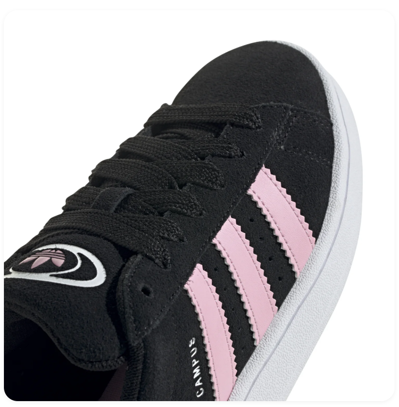 Adidas Campus Low-Top Sneakers - Black & Pink with White Sole