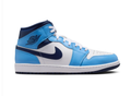 Air Jordan 1 Mid Sneakers - Sky Blue, White & Navy