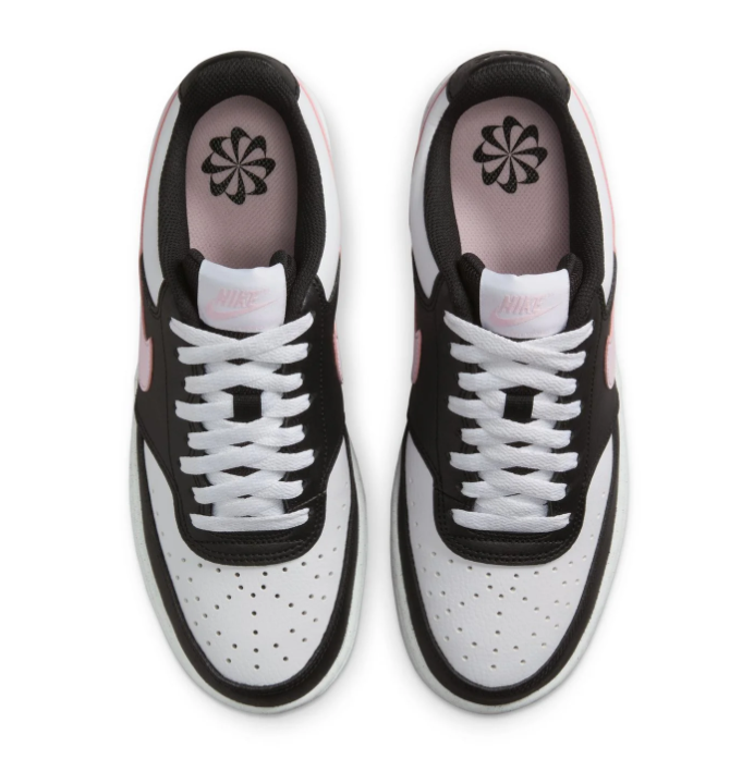 Nike Low-Top Sneakers – Black & White with Pink Swoosh