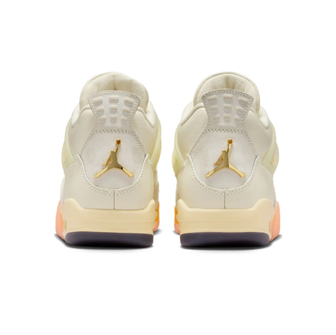 Air Jordan 4 Sneakers - Cream with Orange & Peach Accents