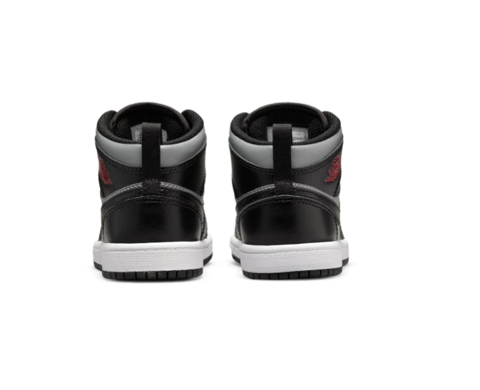 Air Jordan 1 Mid Sneakers - Black & Gray with Red Accents