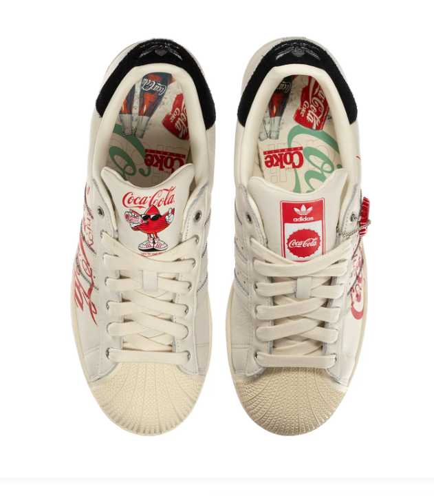 Adidas Shell-Toe Sneakers with Coca-Cola Graphics - Cream & Red