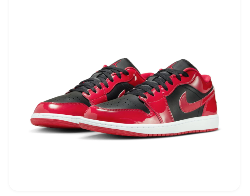 Air Jordan 1 Low Sneakers - Glossy Red & Black