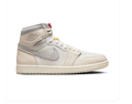 Air Jordan 1 High Sneakers - Cream & Light Gray with Red Accents