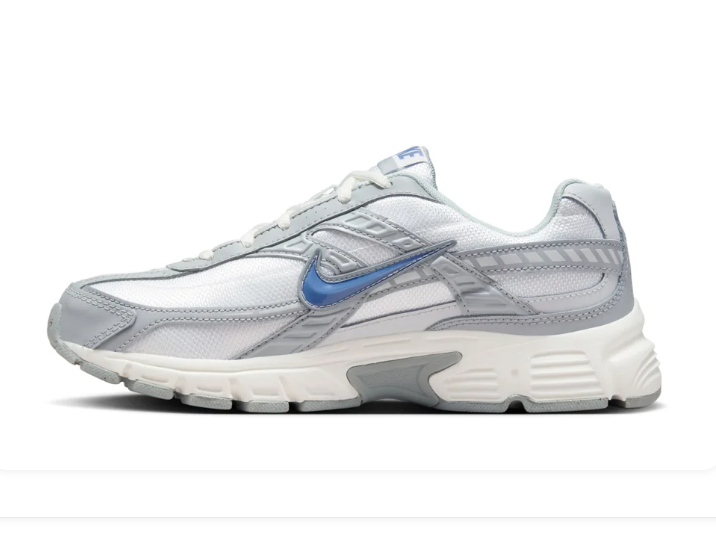 Nike Sneakers – White & Silver Grey with Blue Swoosh