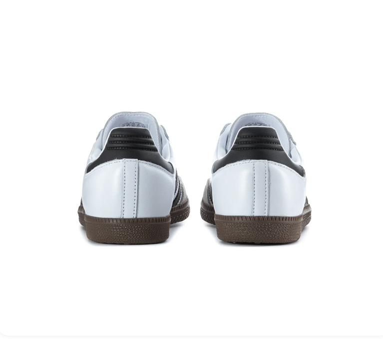 Adidas Samba Sneakers – White & Black with Grey Toe Overlay