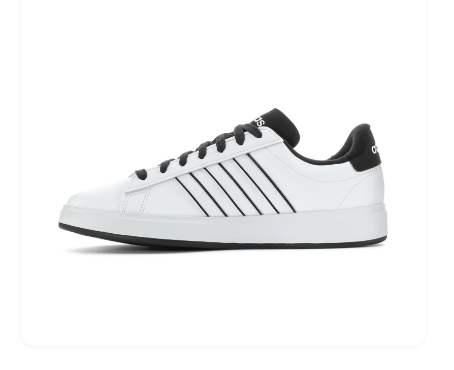 Adidas Low-Top Sneakers - White with Black Trim & Laces