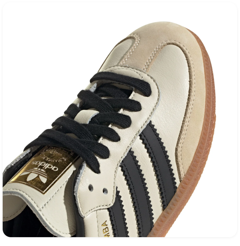 Adidas Samba Sneakers – Cream & Black with Gum-Colored Sole