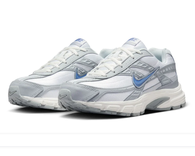 Nike Sneakers – White & Silver Grey with Blue Swoosh