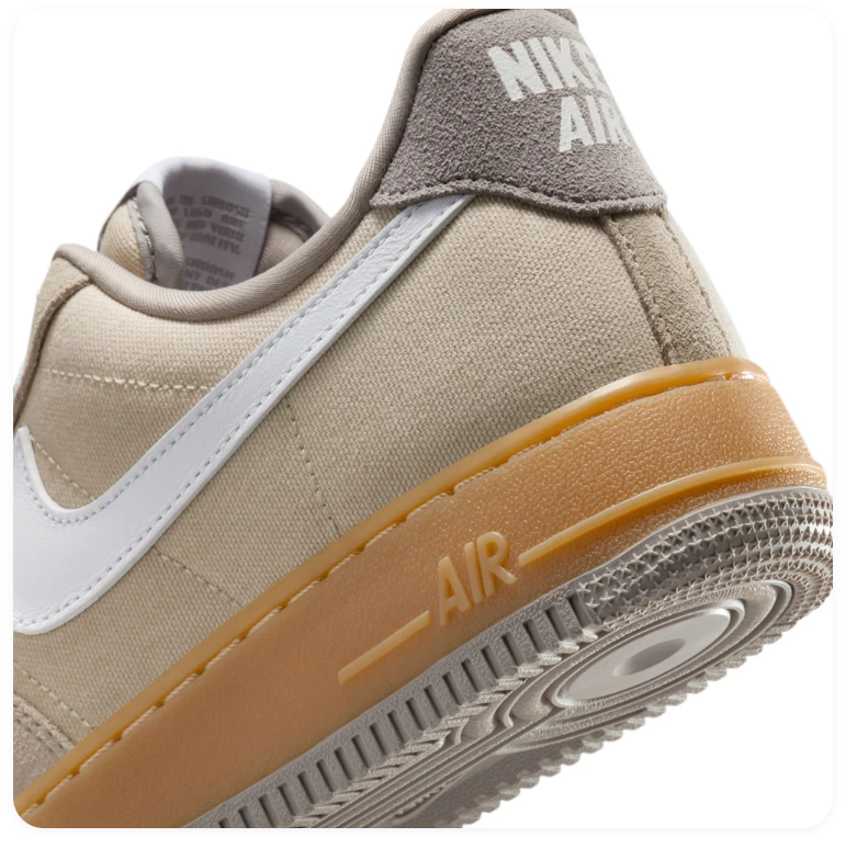 Nike Air Force 1 Low Sneakers – Beige & White with Gum-Colored Midsole