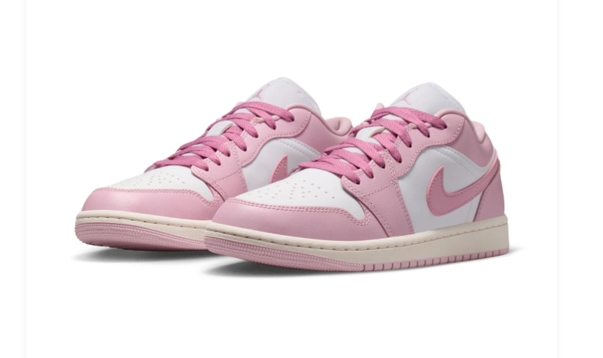 Air Jordan 1 Low Sneakers - Pink & White with Cream Midsole