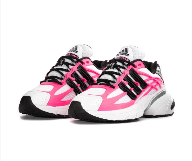 Adidas Adistar Chunky Sneakers - White & Hot Pink with Black Stripes
