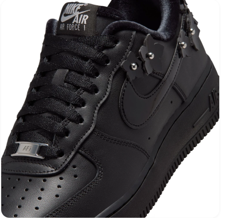 Nike Air Force 1 Low Sneakers – Black with Floral Details