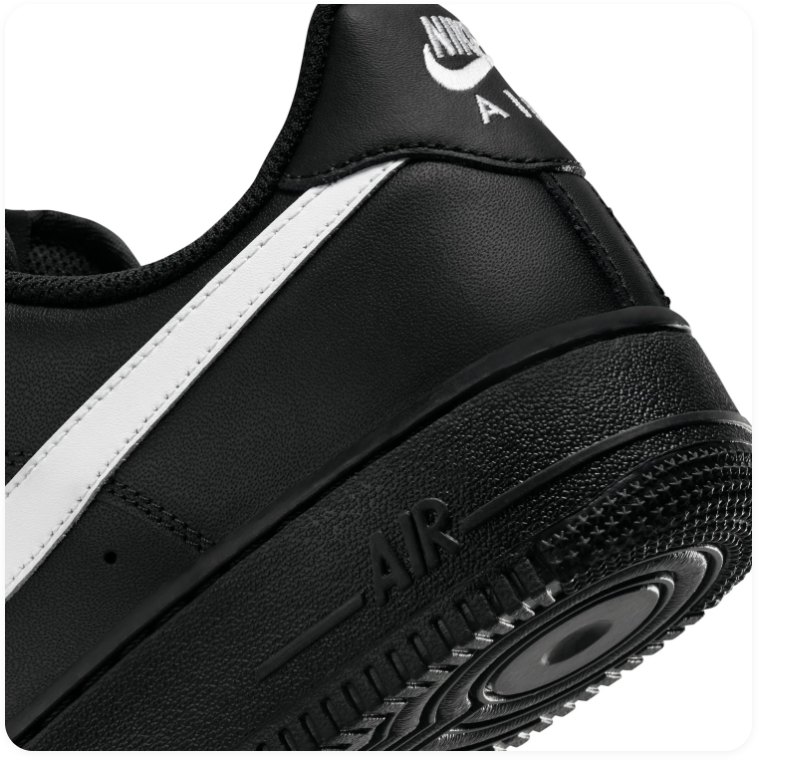 Nike Air Force 1 Low Sneakers – Black with White Swoosh