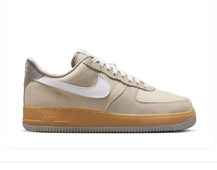 Nike Air Force 1 Low Sneakers – Beige & White with Gum-Colored Midsole